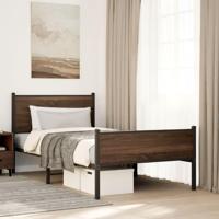 Bedframe zonder matras metaal bruin eikenkleurig 100x190 cm - thumbnail