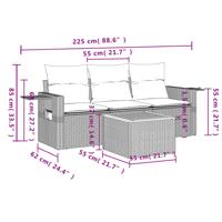 4-delige Loungeset met kussens poly rattan grijs - thumbnail