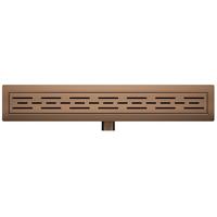 Wiesbaden Douchegoot met Flens en Rooster - 100x7cm - Geborsteld Brons Koper - thumbnail