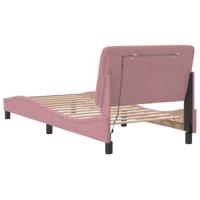 Bedframe met LED zonder matras fluweel roze 100x200 cm - thumbnail