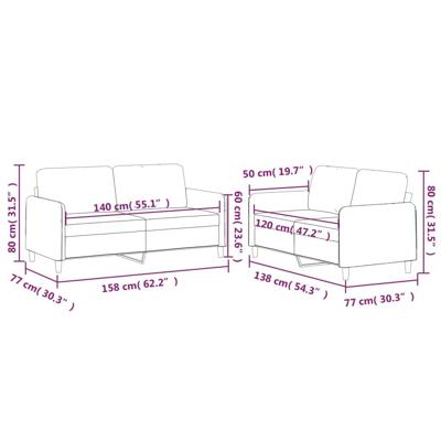 2-delige Loungeset met kussens stof bruin