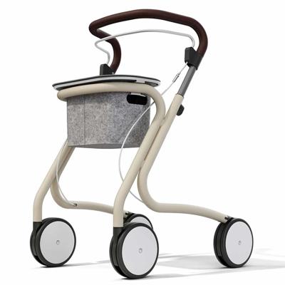 Rollator Butler | By Acre | Kleur: Creme | Met tasje en dienblad | Binnen rollator | Duwbeugel | 100004 | byAcre