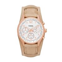 Horlogeband Fossil CH2884 Onderliggend Leder Beige 18mm - thumbnail
