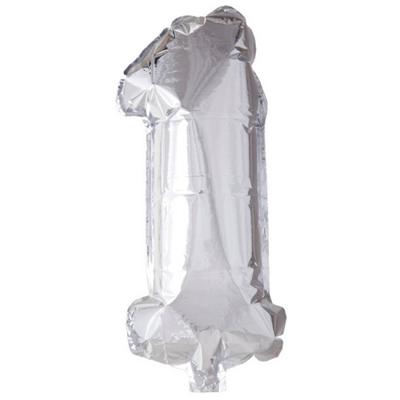 Folie ballon nummer '1' zilver 40cm