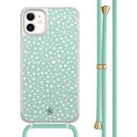 iPhone 11 hoesje met mint koord - Mint dots - thumbnail