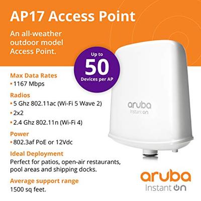 Aruba Instant On AP17 Outdoor 867 Mbit/s Blanc Connexion Ethernet, supportant l'alimentation via ce port (PoE)