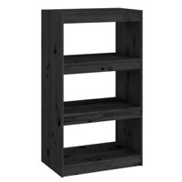 Boekenkast/kamerscherm 60x30x103,5 cm massief grenenhout zwart - thumbnail