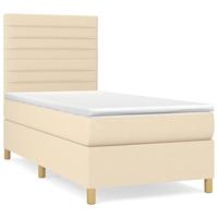 Boxspring met matras stof crèmekleurig 90x200 cm - thumbnail
