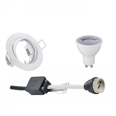 LED Spot Set - Trion - GU10 Fitting - Dimbaar - Inbouw Rond - Mat Wit - 6W - Natuurlijk Wit 4200K - Kantelbaar Ø83mm