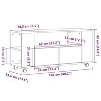 Tv-meubel met wielen 102x34,5x43 cm hout artisanaal eiken - thumbnail