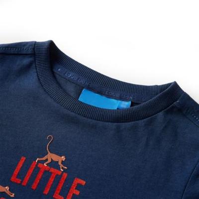 Kindershirt met lange mouwen aapjesprint 116 marineblauw - thumbnail
