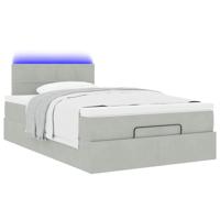 Ottoman bed met matras en LED's 140x200cm fluweel lichtgrijs - thumbnail