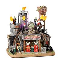 Lemax last ditch gas & salvage verlicht huisje Spooky Town 2022 - thumbnail