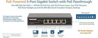 Intellinet PoE-Powered 5-Port Gigabit Netwerk switch RJ45 10 / 100 / 1000 MBit/s IEEE 802.3af (12.95 W), IEEE 802.3at (25.5 W), IEEE 802.3bt - thumbnail