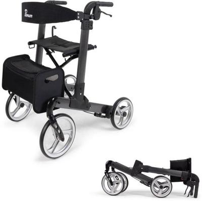 Parvum Luxo Rollator Small- Luxe dubbel opvouwbare rollator (6,9kg)-Antracite