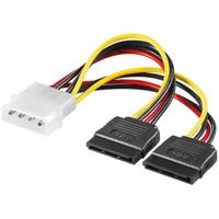 Goobay 68524 PC Y stroomkabel/stroomadapter; 5,25 stekker naar 2x SATA, HDD/5,25 inch stekker (4-pin) > 2x SATA-standaard stekker - thumbnail