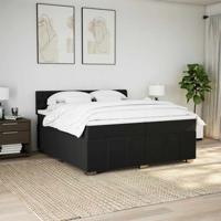 Boxspring met matras stof zwart 160x200 cm - thumbnail