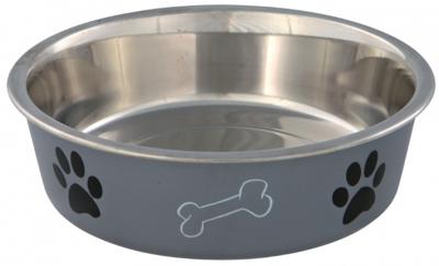 TRIXIE VOERBAK RVS / KUNSTSTOF-OMMANTELING ASSORTI 21X21 CM 1,5 LTR 4 ST