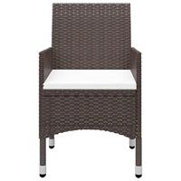 3-delige Tuinset poly rattan en gehard glas bruin - thumbnail