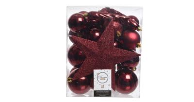 Decoris kerstballen Plastic mix+piek 33st Ossenbloed Decoris kerstballen Plastic mix+piek 33st Ossenbloed