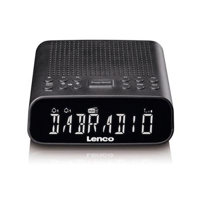 Lenco Wekkerradio DAB, VHF (FM), DAB+ Bluetooth, AUX, DAB, DAB+, FM Wekfunctie Zwart