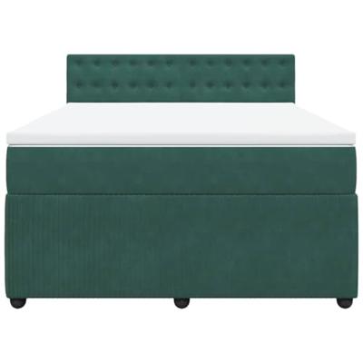 Boxspring met matras fluweel donkergroen 160x200 cm