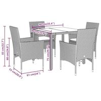 5-delige Tuinset met kussens poly rattan en glas beige - thumbnail