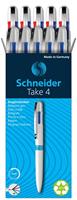 Schneider Schreibgeräte 10 stuk(s) Take 4 138049 Balpen meerkleurig Kleur inkt: Zwart, Rood, Blauw, Groen N/A - thumbnail