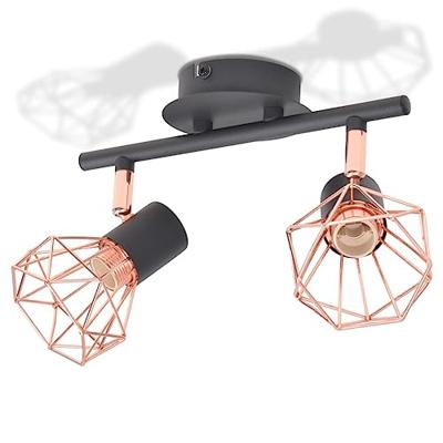 VidaXL Plafondlamp met 2 spotlights e14 zwart en koper