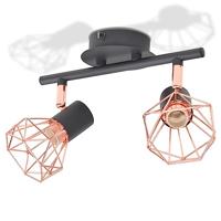 VidaXL Plafondlamp met 2 spotlights e14 zwart en koper - thumbnail