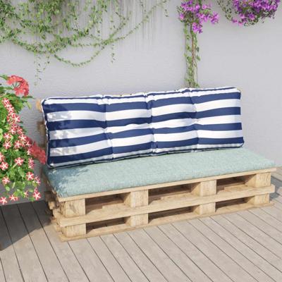 VidaXL Palletkussen 120x40x12 cm stof gestreept blauw en wit