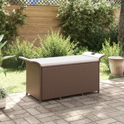 Tuinbank met kussen 116x46x57 cm poly rattan bruin