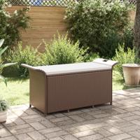 Tuinbank met kussen 116x46x57 cm poly rattan bruin - thumbnail