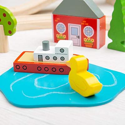 Bigjigs houten treinset stad en land, 101dlg.