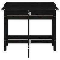 VidaXL Plantenbak met inklapbaar tafelblad massief grenenhout zwart - thumbnail