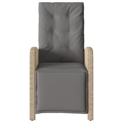 Tuinstoelen 2 st verstelbaar voetensteun poly rattan beige mix - thumbnail
