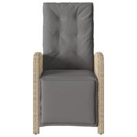 Tuinstoelen 2 st verstelbaar voetensteun poly rattan beige mix - thumbnail