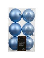 Kerstbal kunststof d8 cm sky blauw 6 st Decoris - Decoris - thumbnail