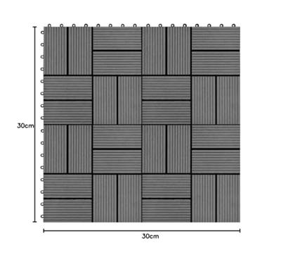 VidaXL Terrastegels 30x30 cm 1 m² hkc grijs 11 st