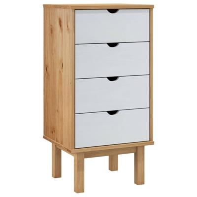 Ladekast OTTA 45x39x90 cm massief grenenhout bruin en wit