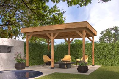 Tuindeco Oslo L Overkapping type 1 basispakket 478x380 cm - incl. EPDM en dakdoorvoer- Plat dak- Onbehandeld lariks Douglas hout- Tuindeco Tuindeco Oslo L Overkapping type 1 basispakket 478x380 cm - incl. EPDM en dakdoorvoer- Plat dak- Onbehandeld lariks Douglas hout- Tuindeco