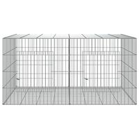 Konijnenkooi met 2 panelen 110x79x54 cm gegalvaniseerd ijzer - thumbnail