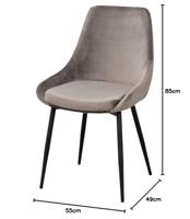Rowico Home Sierra Velvet Eetkamerstoel Grijs - thumbnail