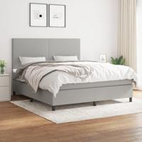 Boxspring met matras stof lichtgrijs 160x200 cm - thumbnail