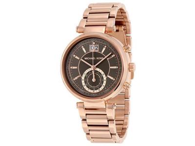 Michael Kors Mk6226 Sawyer grijze wijzerplaat rosverguld roestvrij dameshorloge