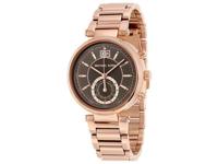 Michael Kors Mk6226 Sawyer grijze wijzerplaat rosverguld roestvrij dameshorloge - thumbnail