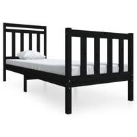Bedframe massief hout zwart 75x190 cm - thumbnail
