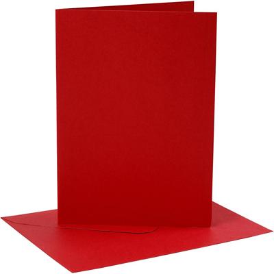 Creativ Company Kaarten en enveloppen, afmeting kaart 12,7x17,8 cm, afmeting envelop 13,3x18,5 cm, 230 gr, rood, 4 set/ 1 doos