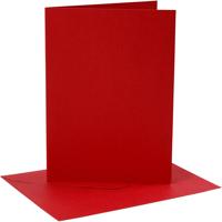 Creativ Company Kaarten en enveloppen, afmeting kaart 12,7x17,8 cm, afmeting envelop 13,3x18,5 cm, 230 gr, rood, 4 set/ 1 doos - thumbnail
