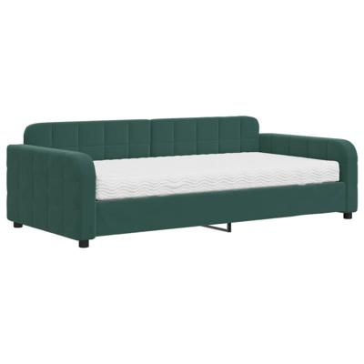Slaapbank met matras 80x200 cm fluweel donkergroen - thumbnail
